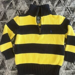 Ralph Lauren Yellow & Navy Striped Zip Sweater